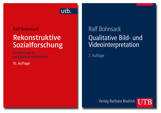 book cover of the two most relevant book releases of Ralf Bohnsack concerning his methodological work. On the left, "Rekonstruktive Sozialforschung", on the right "Qualitative Bild- und Videointerpretation